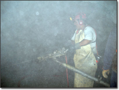 Drilling in a silver mine