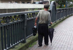 A homeless man that I photographed yesterday in a middle-class Tokyo neighborhood — too poor to afford even the cheapest rents; too proud to ask for a handout.