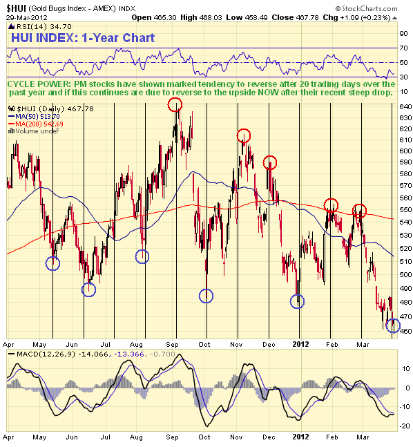 HUI Index 1-Year Chart