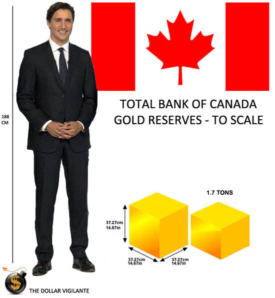 Total Bank of Canada Gold Reserves to Scale 2016 - Justin Trudeau - The Dollar Vigilante