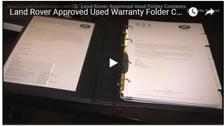 Land Rover Approved Used Warranty Folder Contents