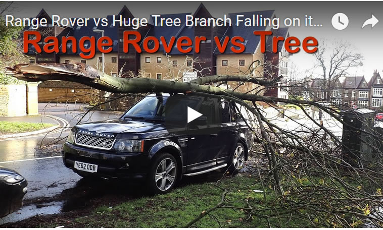 Range Rover vs Huge Tree Branch Falling on its Roof - Land Rover UK Storm Weather 