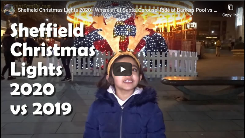 Sheffield Christmas Lights 2020 - Where's Fat Santa, Carousel Ride at Barkers Pool vs 2019