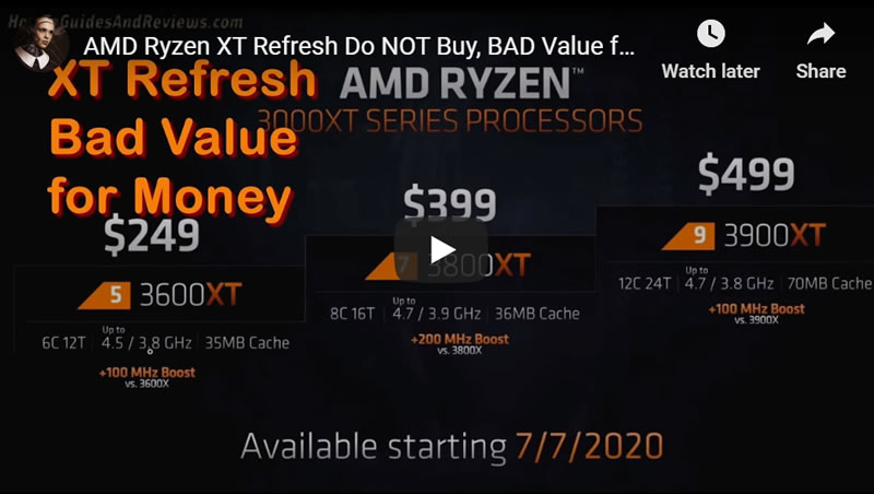 AMD Ryzen XT Refresh Do NOT Buy, Very BAD Value for Money - 20% Price Hike for 2% Boost, 3900xt, 3800xt, 3600xt