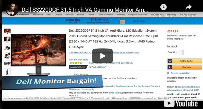 Dell S3220DGF 31.5 Inch VA Gaming Monitor Amazon Prime Day Bargain Price! But WIll it Get Delivered?