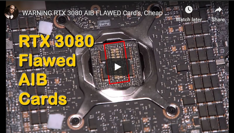 WARNING RTX 3080 AIB FLAWED Card's, Cheap Capacitor Arrays Prone to Failing Under Load!