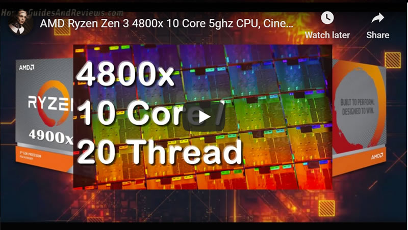 AMD Ryzen Zen 3 4800x 10 Core 5ghz CPU, Cinebench Benchmark Scores (Est.)