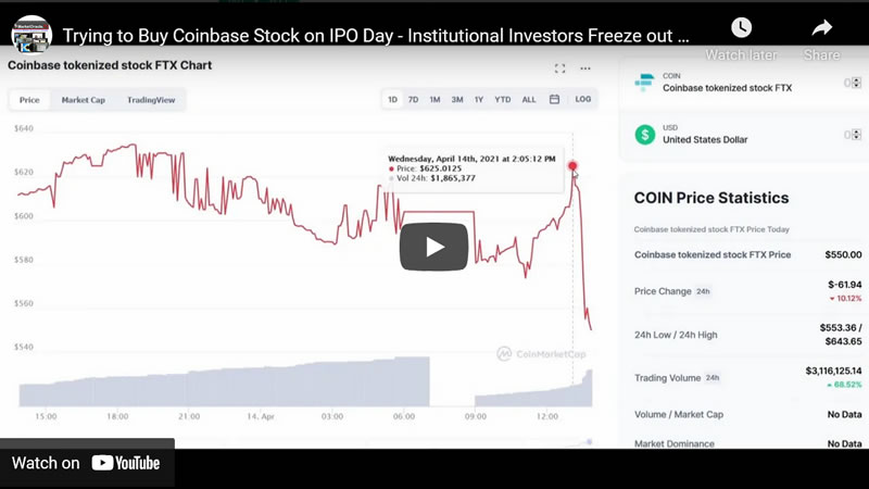 Trying to Buy Coinbase Stock on IPO Day - Institutional Investors Freeze out Retail Investors