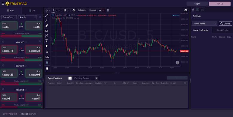 trade crypto with the Trustpac platform 