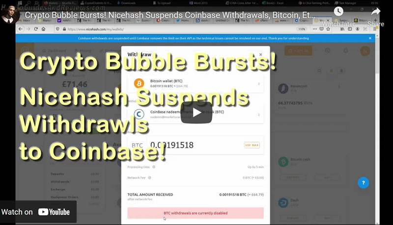 Crypto Bubble Bursts! Nicehash Suspends Coinbase Withdrawals, Bitcoin, Ethereum Bear Market Begins