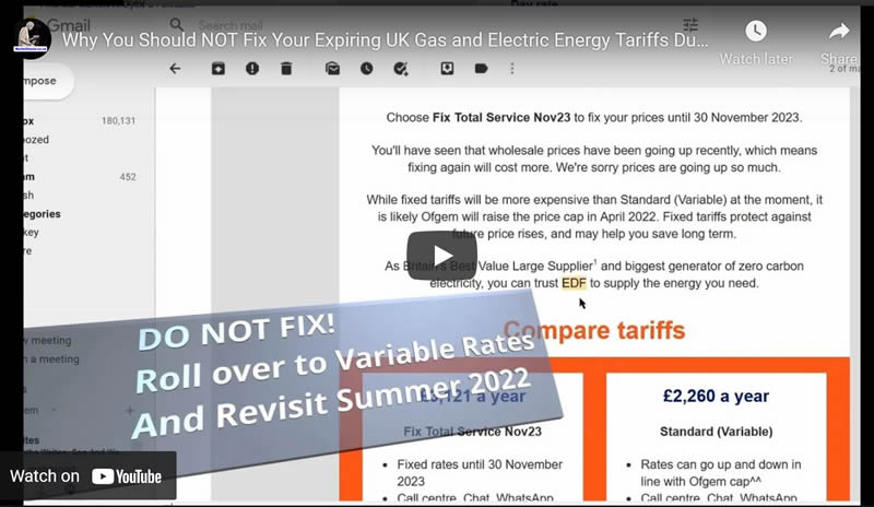 UK Best Fixed Rate Tariff Deal is to NOT FIX Gas and Electric Energy Tariffs During Winter 2021-22