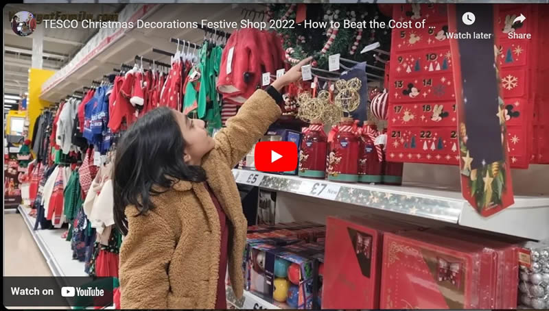 TESCO Christmas Decorations Festive Shop 2022 - How to Beat the Cost of Living Crisis