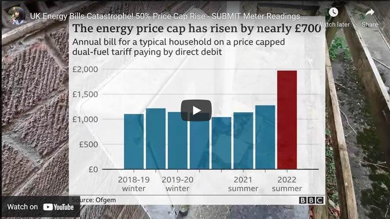 UK Energy Bills Catastrophe! 50% Price Cap Rise - SUBMIT Meter Readings ASAP to Avoid Extra Charges