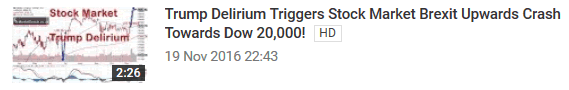 Trump Delirium Triggers Stock Market Brexit Upwards Crash Towards Dow 20,000!