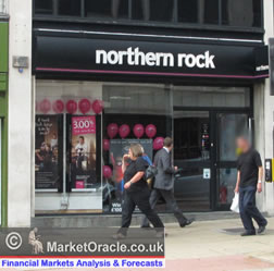 People queuing outside branch of Northern Rock