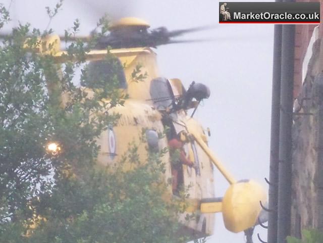 Sheffiled Flooding 2007 - RAF helicopters are called out to rescue people trapped in neighbouring buildings as the water levels continued to rise