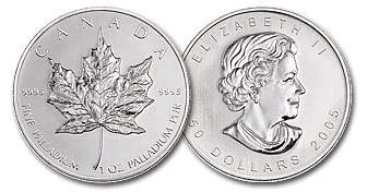 Canadian Palladium Maple Leaf 1 Troy Ounce Rounds