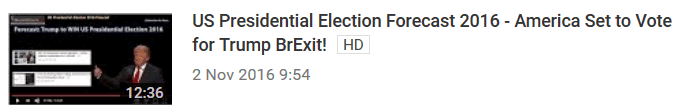 US Presidential Election Forecast 2016 - America Set to Vote for Trump BrExit! 