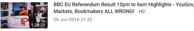 BBC EU Referendum Result 10pm to 6am Highlights - YouGov, Markets, Bookmakers ALL WRONG!