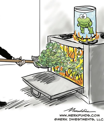 Frog in boiling water cartoon