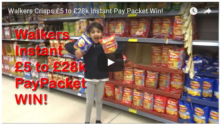 Walkers Crisps £5 to £28k Instant Pay Packet Win!