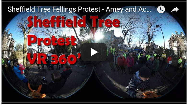 Sheffield Tree Fellings Protest - Amey and Acorn Vehicles Slow Marched VR 360 