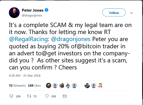peter jones saját bitcoin kereskedője