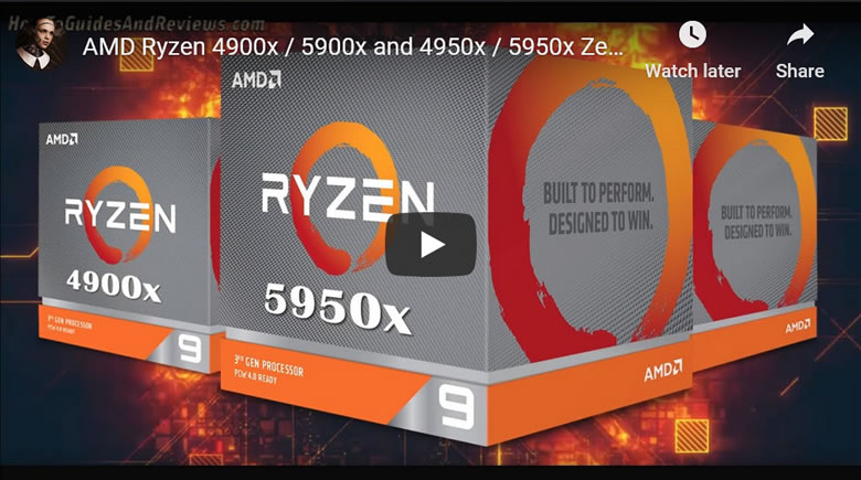 AMD Ryzen 4900x / 5900x and 4950x / 5950x Zen3 4th Gen IPC and Clock Speed and Core Specs