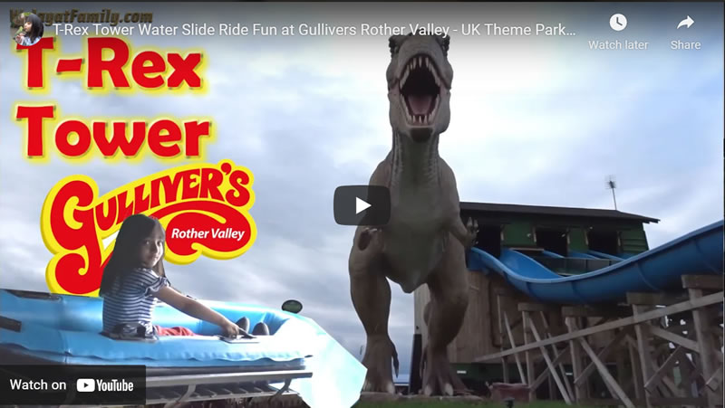 T-Rex Tower Water Slide Ride Fun at Gullivers Rother Valley - UK Theme Parks 2021