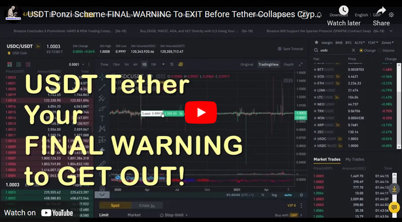 USDT Ponzi Scheme FINAL WARNING To EXIT Before Tether Collapses Crypto Exchange Markets