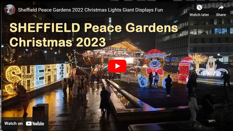 Sheffield Peace Gardens 2022 Christmas Lights Giant Displays Fun