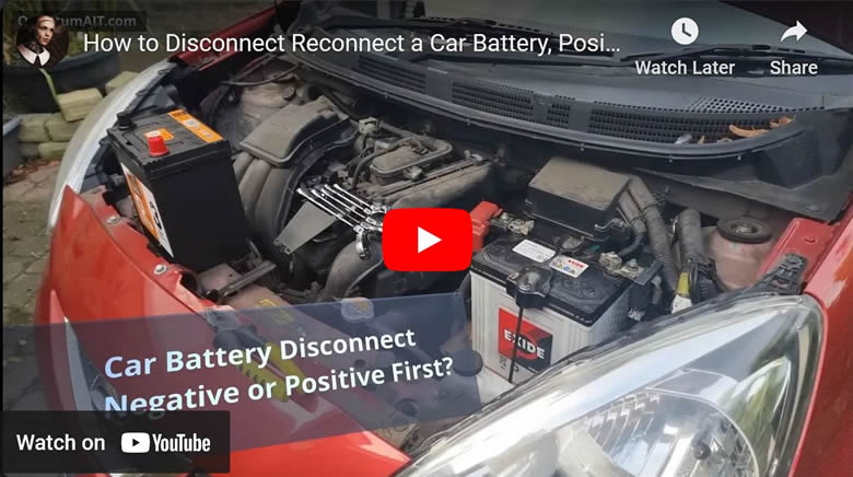 How to Disconnect Reconnect a Car Battery, Positive Negative Terminals First and Last - Nissan Micra Example