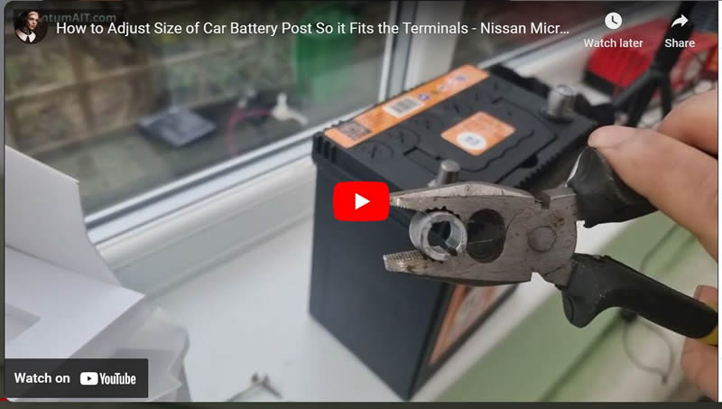 How to Adjust Size of Car Battery Post So it Fits the Terminals - Nissan Micra Example