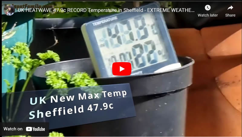 UK HEATWAVE 47.9c RECORD Temperature in Sheffield - EXTREME WEATHER RED WARNING