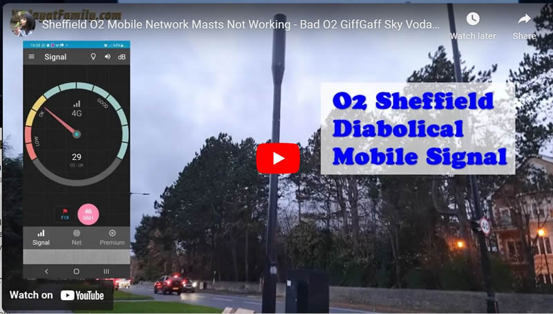 Sheffield O2 Mobile Network Masts Not Working - Bad O2 GiffGaff Sky Vodafone Signal