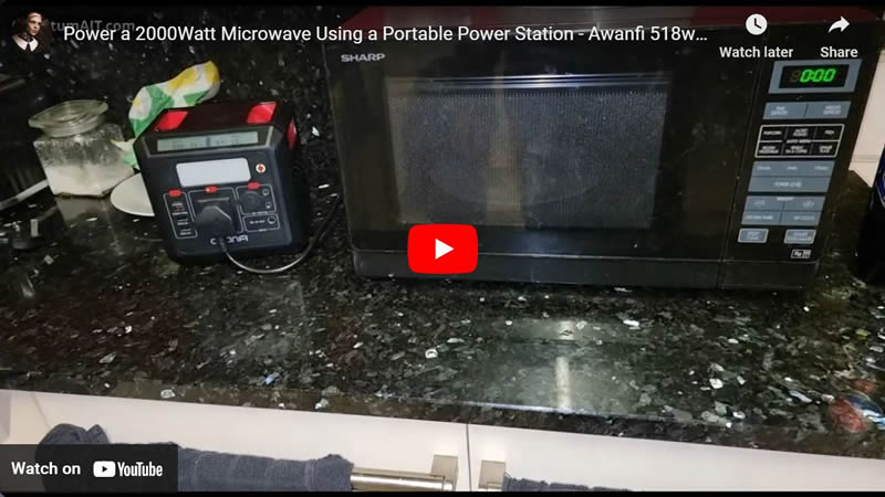 Power a 2000Watt Microwave Using a Portable Power Station - Awanfi 518watt Test