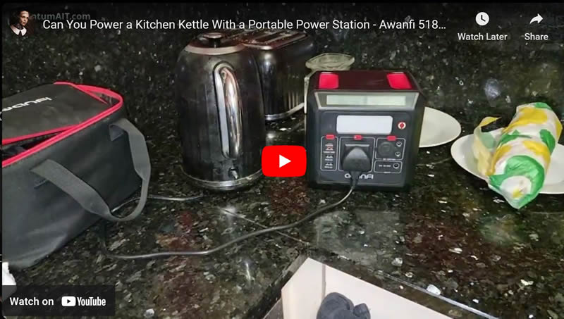 Can You Power a Kitchen Kettle With a Portable Power Station - Awanfi 518watt Test